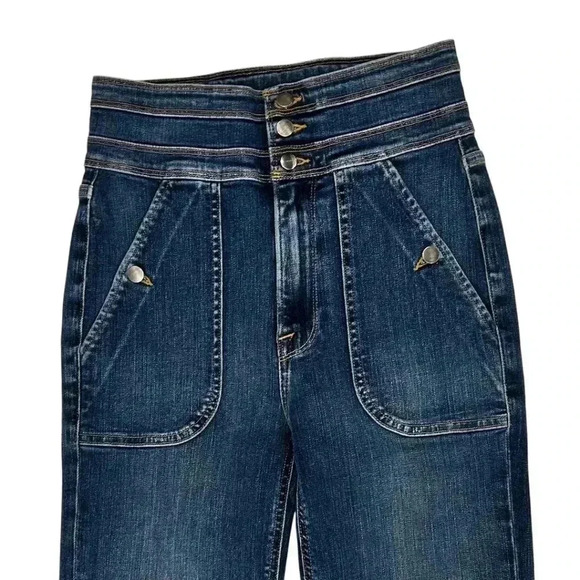 Frame Le Crop Ankle Flare Triple Button High Waist Jeans Size 26 - Picture 4 of 8